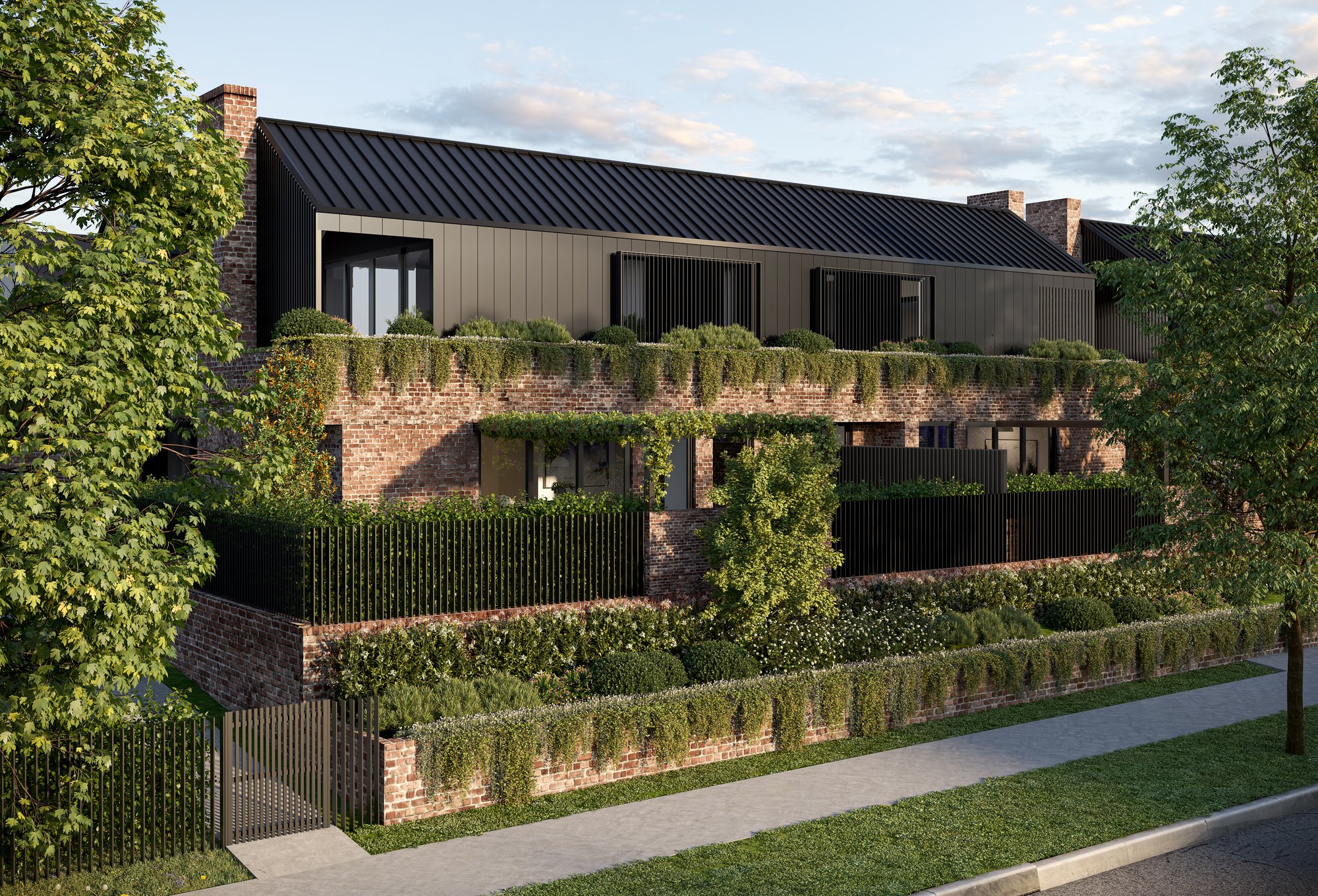 Kangaloon_web.jpg Front of house landscaping with layered planting and curved path by Nicholas Bray Landscapes